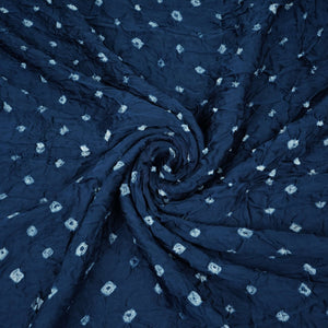 Indigo Blue Bandhani Print Modal Satin Fabric EEG-32223 - TradeUNO