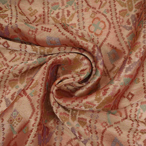 Light Peach With Multicolor Geometrical Kanjivaram Silk Fabric MTI-32420 - TradeUNO