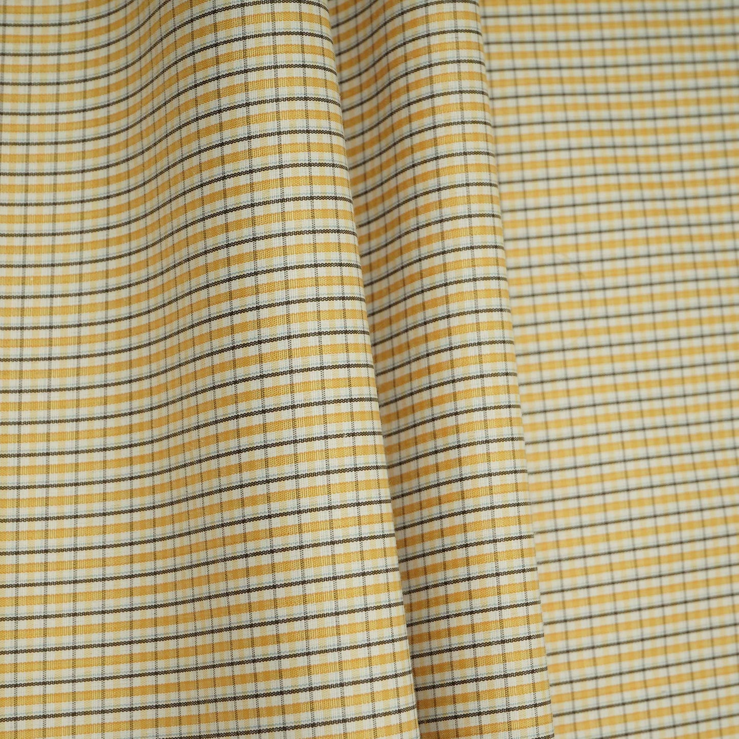 Yellow & Black Check Print Poplin Fabric MFM-32410