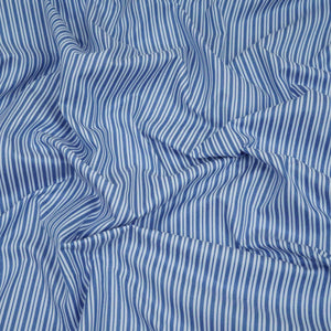 Blue With White Stripes Poplin Fabric MFM-32417 - TradeUNO