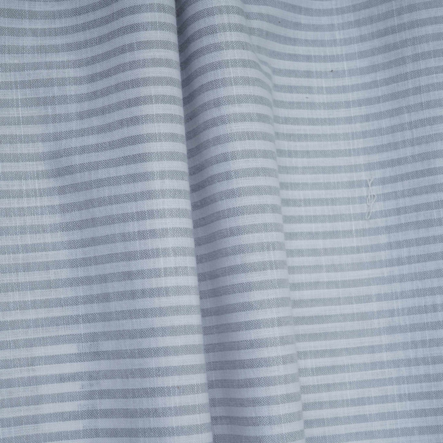 Light Grey With Off White Stripes Cotton Linen Fabric MFM-32411