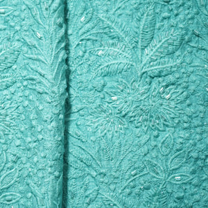 Powder Blue Cutdana & Thread Embroidery Silk Fabric