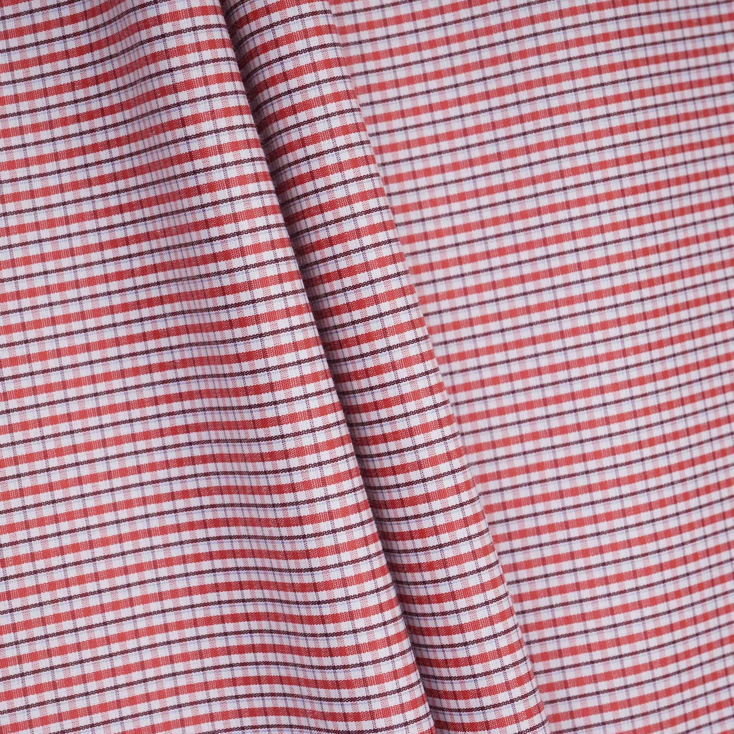 Red & Black Check Print Poplin Fabric MFM-32409
