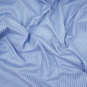 Blue With White Stripes Poplin Fabric MFM-32415 - TradeUNO
