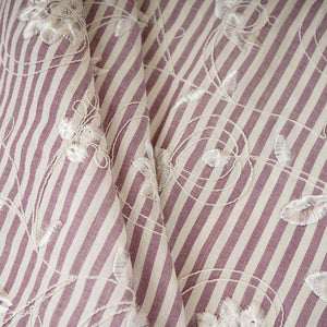 Light Grey Stripes Floral Embroidery South Cotton Fabric ZA-30584 - TradeUNO