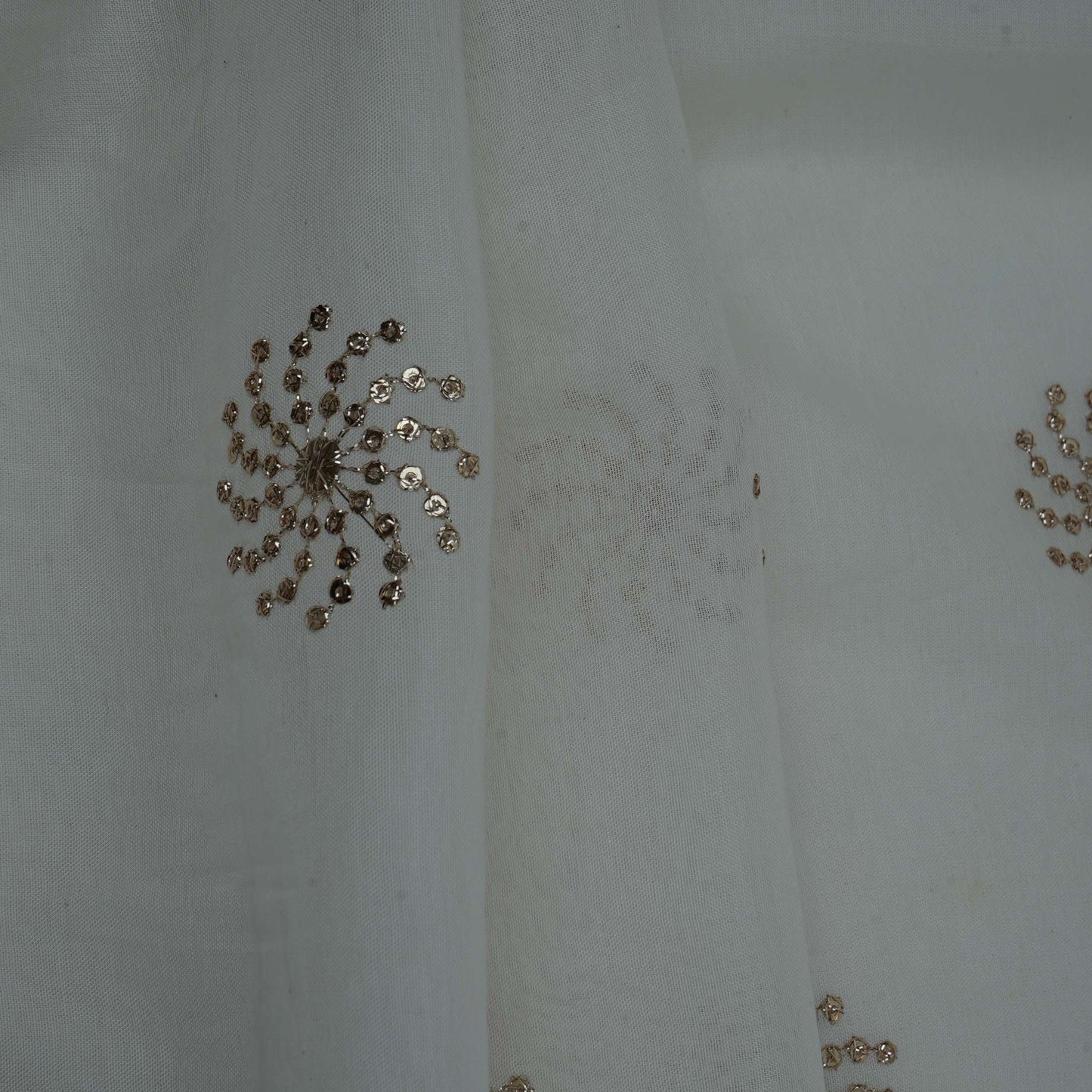 White Sequins embroidery Chinon Fabric VF-32279