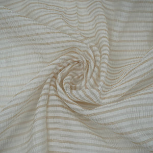 Silver & Golden Stripes Dyeable Crushed Tissue Fabric GF-32346 - TradeUNO