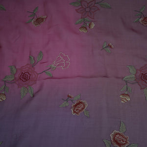 Purple with Wine 4D floral embroidery Pure 27gm Organza Fabric GPF-32280 - TradeUNO
