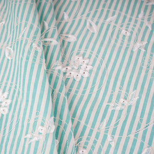 Purple Stripes Floral Embroidery South Cotton Fabric ZA-30588 - TradeUNO
