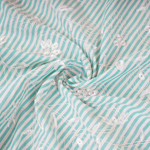 Purple Stripes Floral Embroidery South Cotton Fabric ZA-30588 - TradeUNO