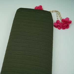 Olive Green Solid Crushed Poplin LI-32162 - TradeUNO