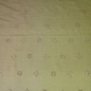 Light With Dark Green 4D Sequins Embroidery Malai Chanderi Fabric VF-32315 - TradeUNO