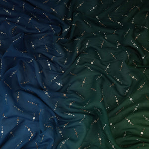 Dark Green with Blue 4D Buti embroidery Malai Chanderi Fabric VF-32240 - TradeUNO