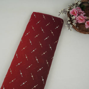 Red with Pink 4D Buti embroidery Malai Chanderi Fabric VF-32238 - TradeUNO