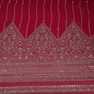 Pink Zari Stripes With Sequins Embroidery Georgette Fabric DR-32371 - TradeUNO