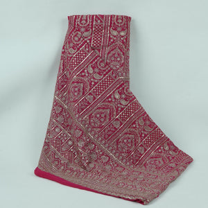 Pink Traditional Zari Embroidery Georgette Fabric DR-32406 - TradeUNO