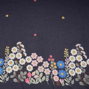 Black With Multicolor Floral Thread Emboidery Denim Fabric GPF-32328 - TradeUNO