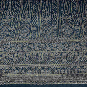 Blue Traditional Zari Embroidery Georgette Fabric DR-32407 - TradeUNO