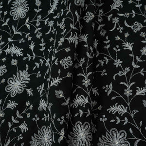 Black Jaal Embroidery Georgette Fabric DR-32397 - TradeUNO