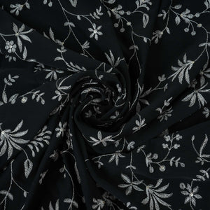 Black Floral Jaal Embroidery Georgette Fabric DR-32396 - TradeUNO