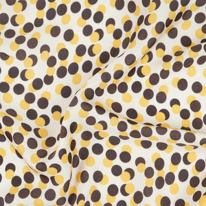 Yellow & Brown Polka Dot Twill Satin Fabric VP-32434 - TradeUNO