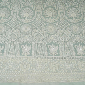 Light Grey Parsi Gara Embroidery Georgette Fabric DR-32376 - TradeUNO