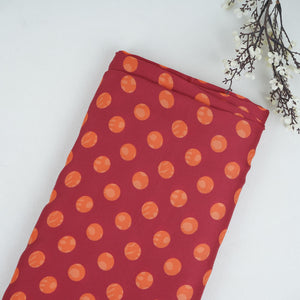 Pink & Orange Polka Dot Twill Satin Fabric VP-32437 - TradeUNO