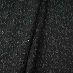 Black Chikankari Thread Embroidery Georgette Fabric DR-32408 - TradeUNO