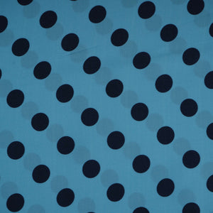 Light Blue & Black Polka Dot Twill Satin Fabric VP-32442 - TradeUNO