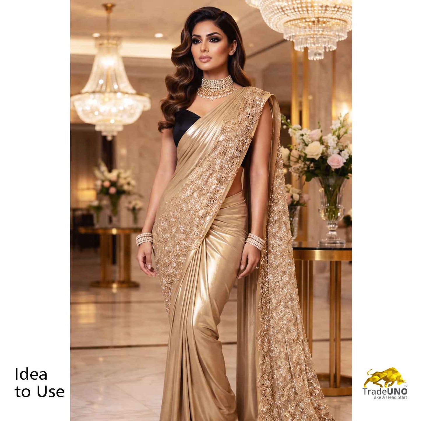 Golden Cutwork Embroidery Net Fabric HCS-28999