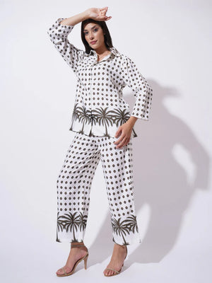 Off White Floral Printed FIL-30104 - TradeUNO