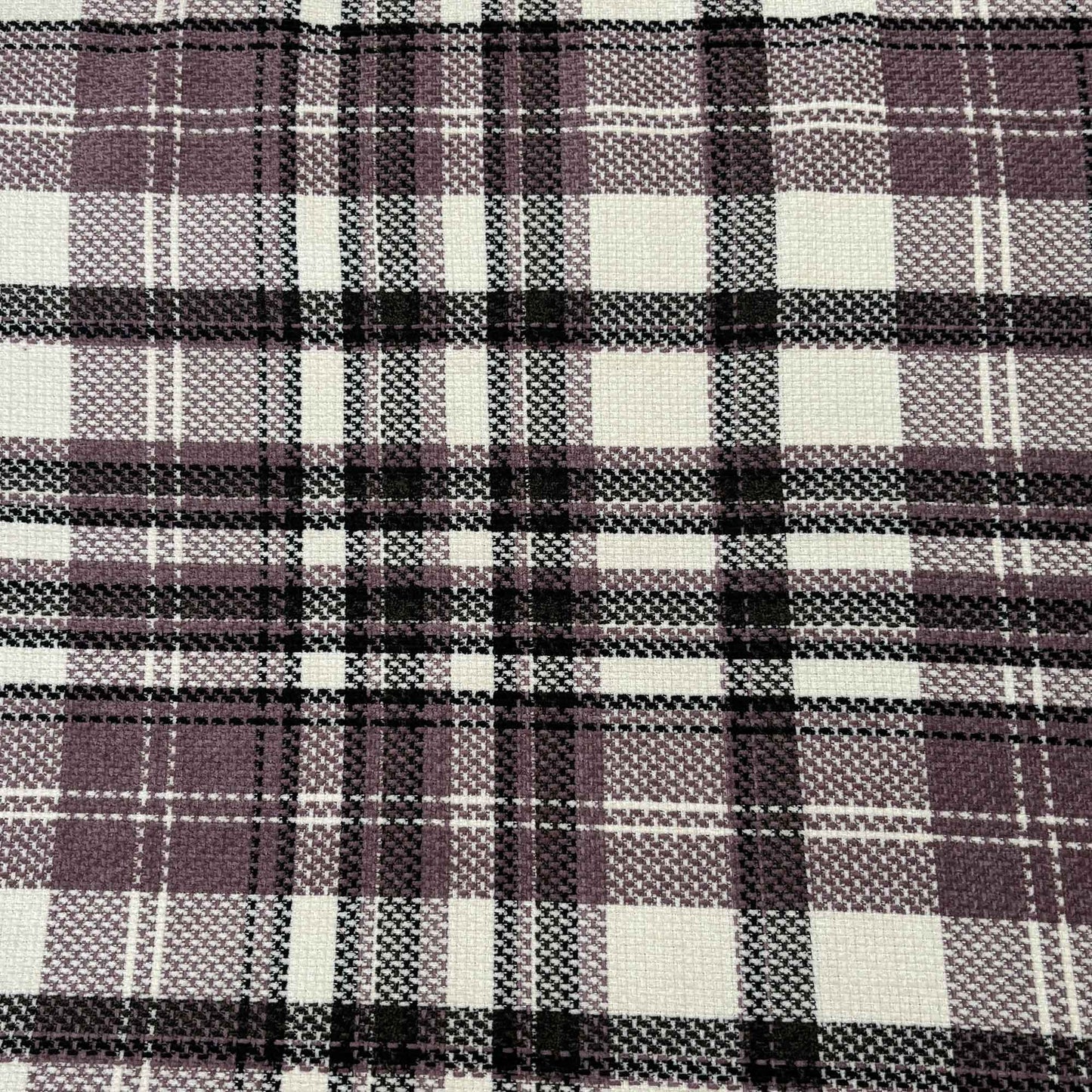 Lavender & Off White Check Tweed Fabric