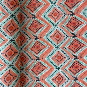 Orange Geometrical Print Cotton Mulmul 15670