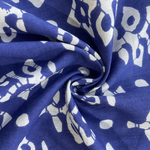 Blue & White Floral Print Cotton Fabric 11798