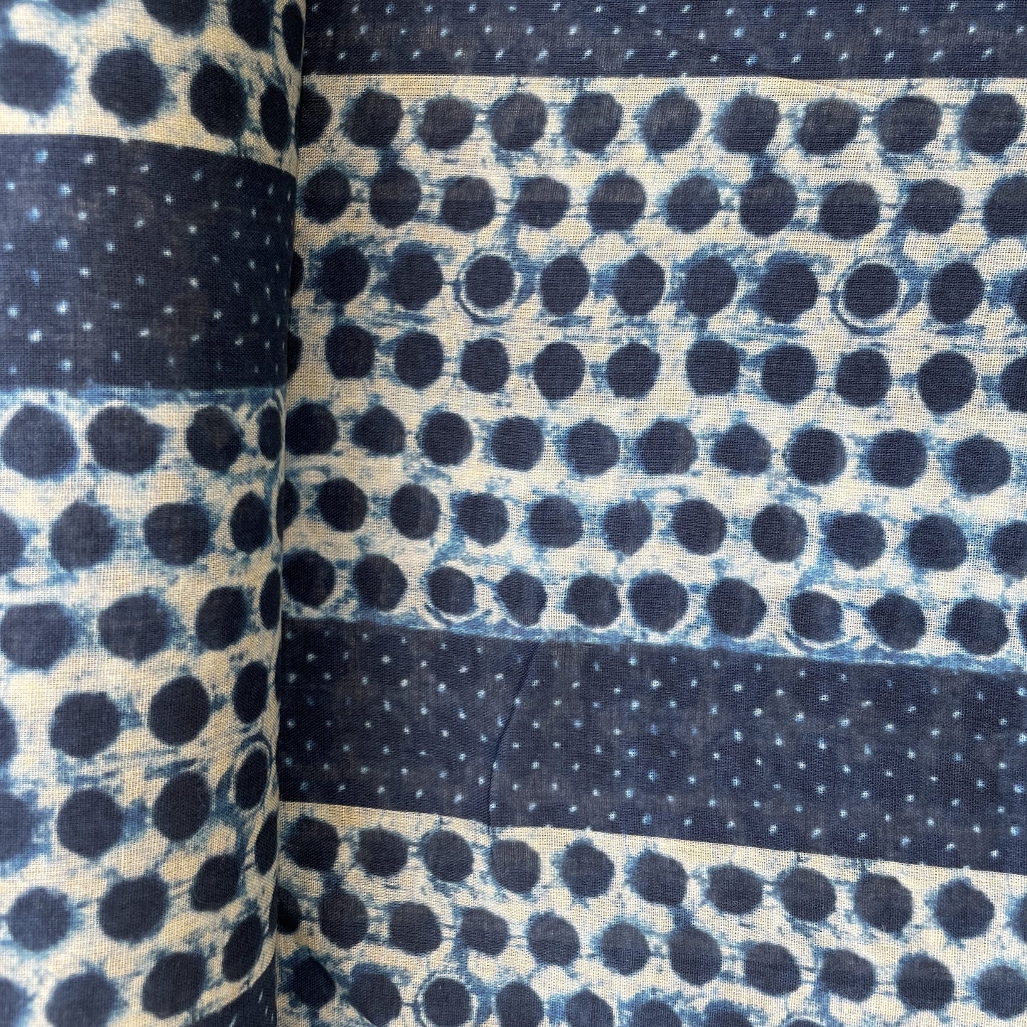 Black and Yellow Indigo Handblock Print Mulmul Fabric 17719