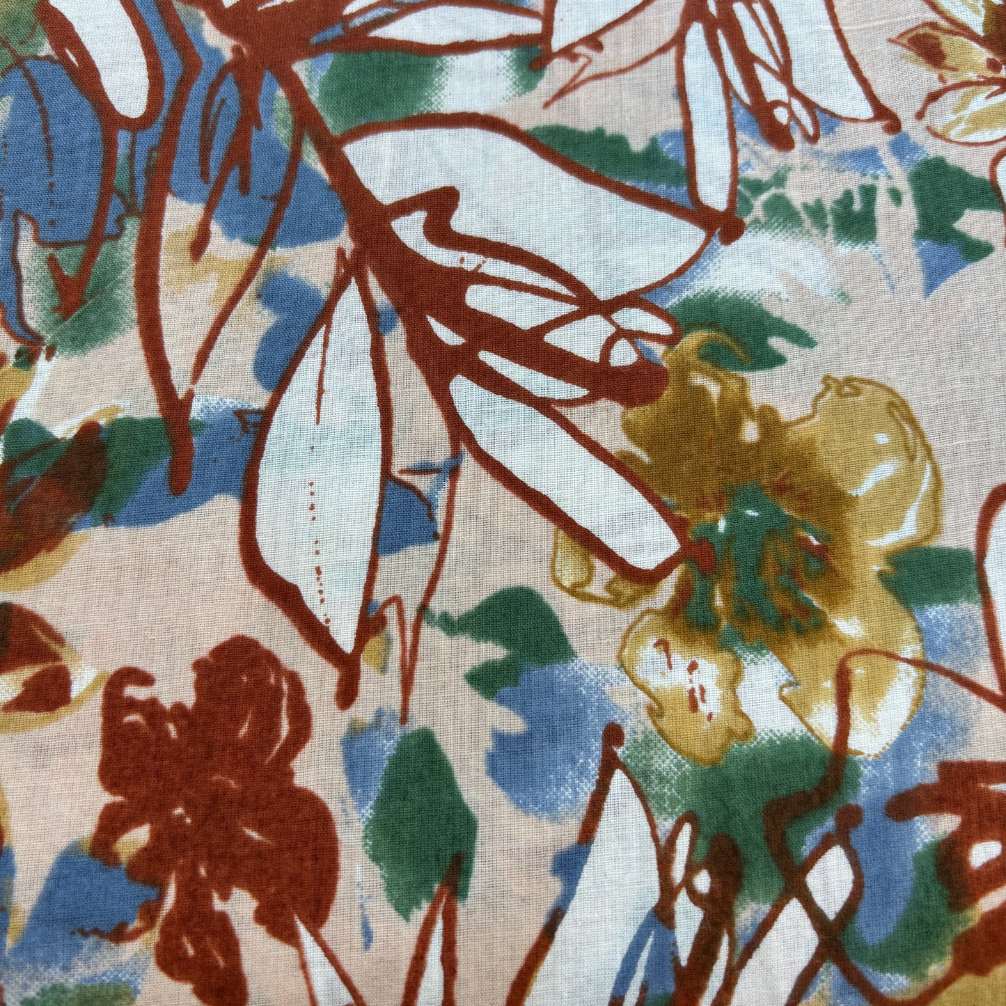 Mustard Yellow Multicolor Abstract Print Cotton Fabric 16226