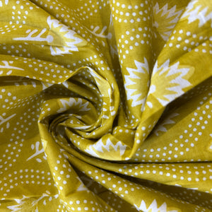 Lemon Yellow Dabu Print Cotton Fabric 16106