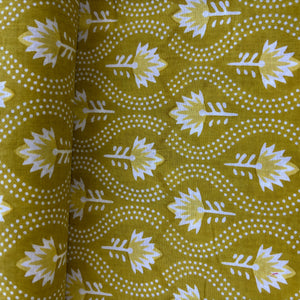 Lemon Yellow Dabu Print Cotton Fabric 16106