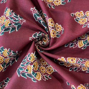 Red Orange Handblock Print Cotton Fabric 16247