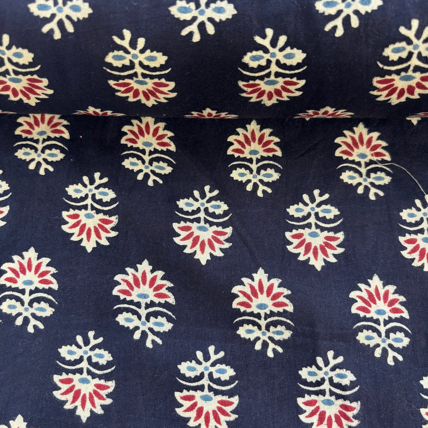Black Handblock Print Cotton Fabric 16103