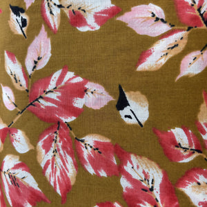 Mustard Yellow Tropical Print Cotton Fabric 16221