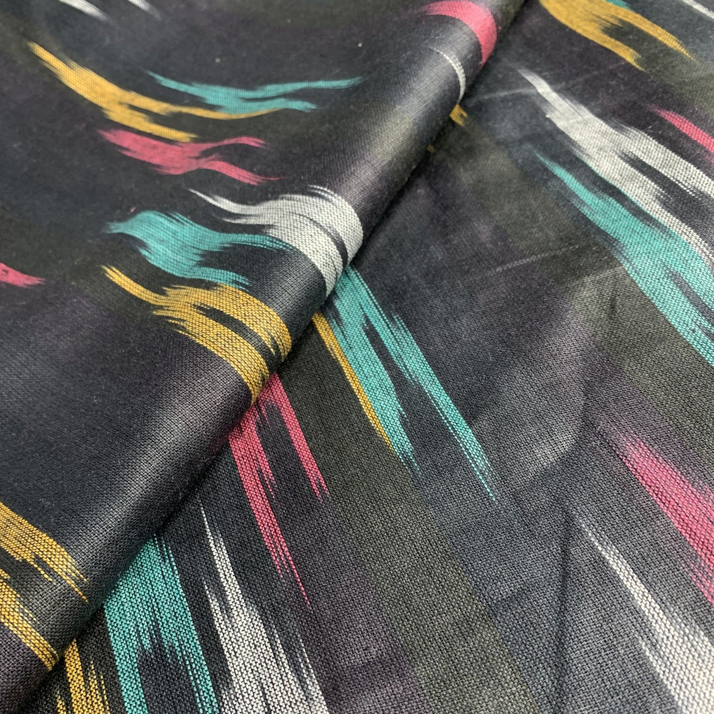 Premium Blue Multicolor Ikkat Print Cotton Fabric