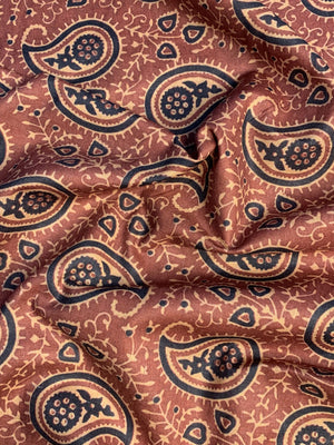 Premium Dark Orange Handblock Print Cotton Fabric