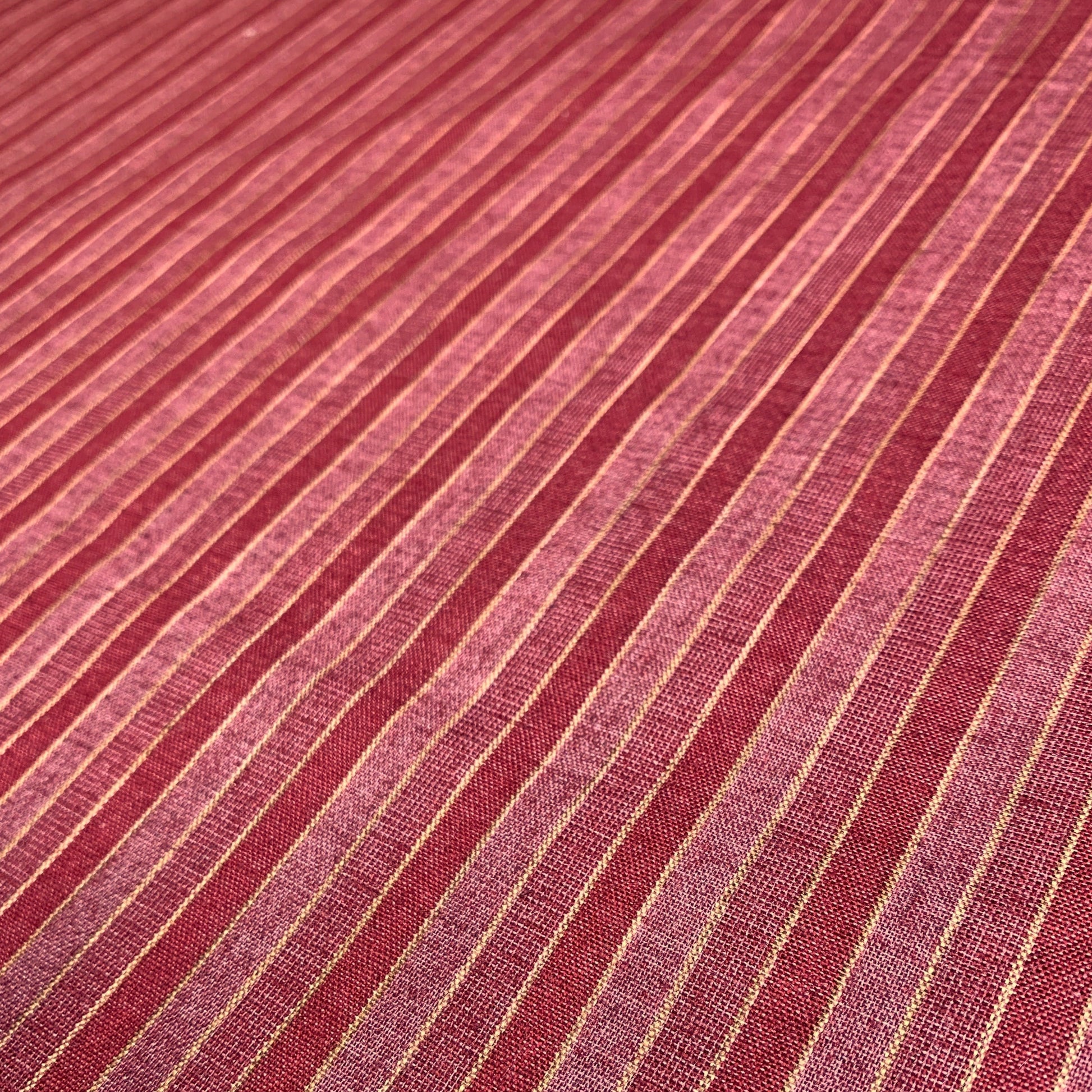 Premium Dark Red Stripes Print Linen Fabric