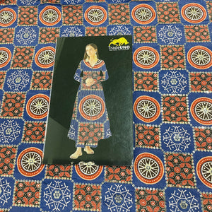 Blue & Red Zari Embroidery Chinnon Fabric - TradeUNO
