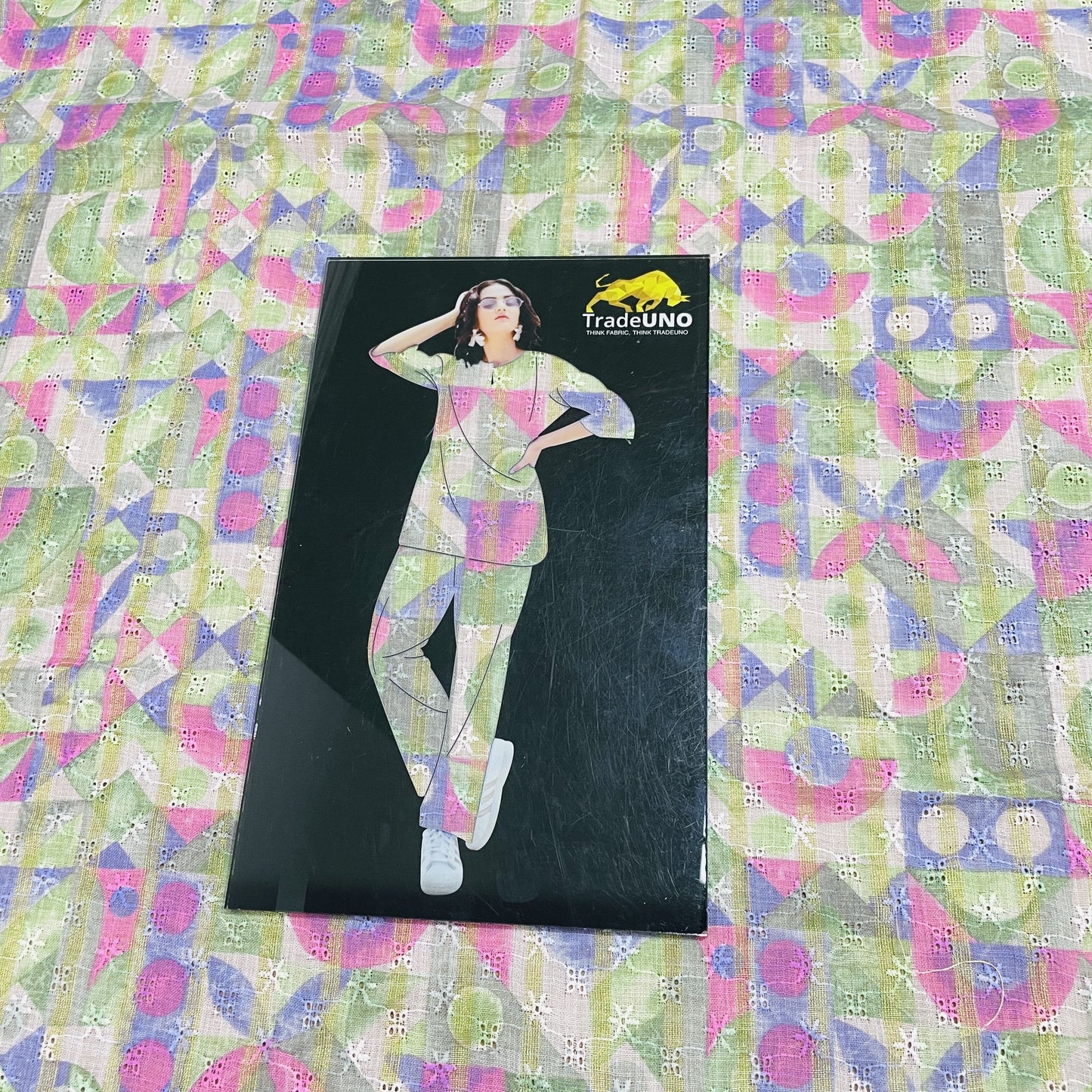 Multicolor With Lurex Cotton Linen Schiflli Fabric - TradeUNO