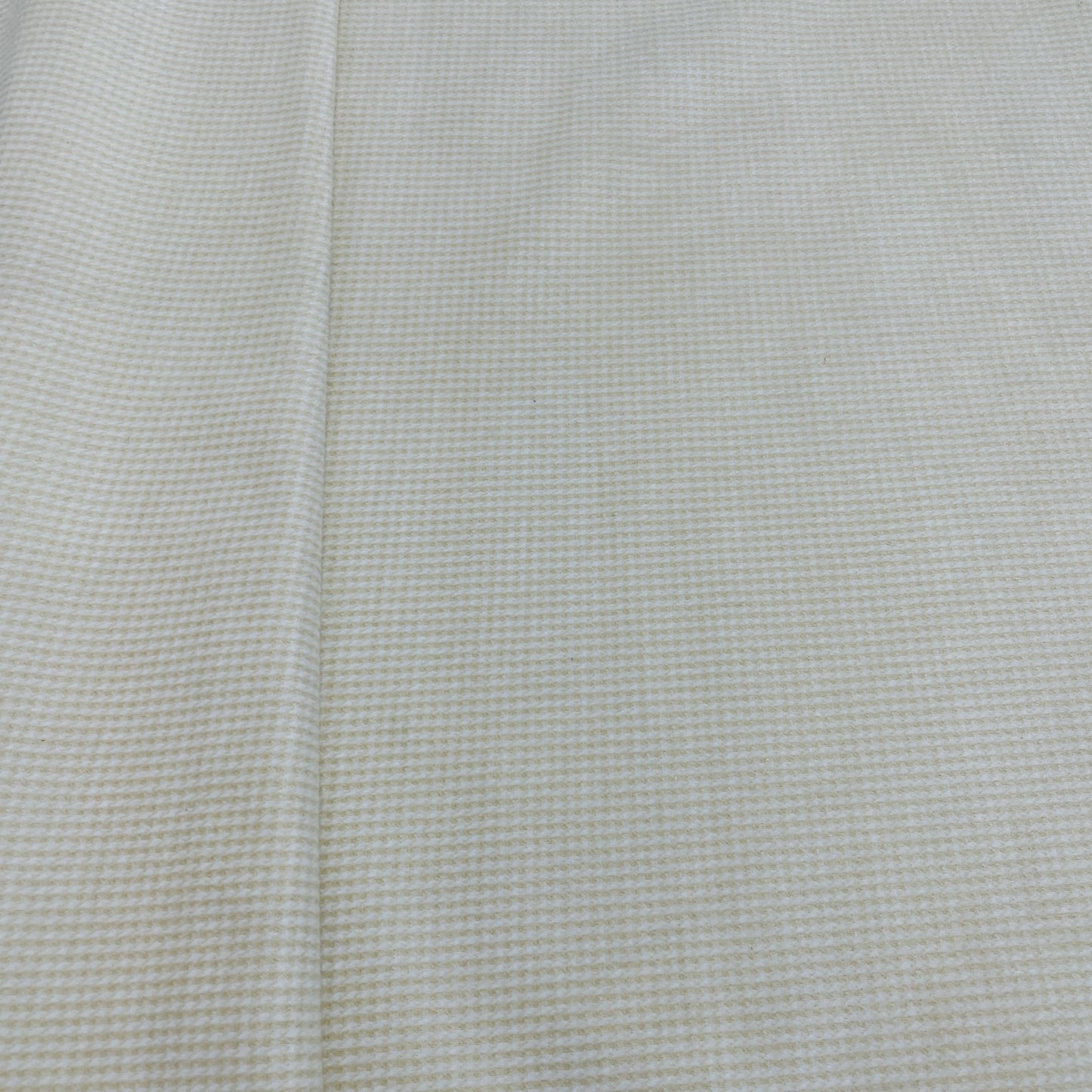 Off White Check Print Wollen Polyster Fabric - TradeUNO