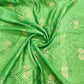 Green Bandhani With Foil Chanderi Fabric