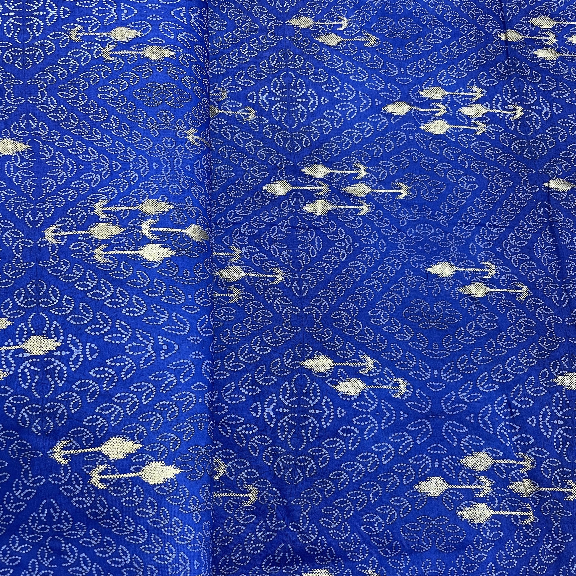 Navy Blue Bandhani With Foil Chanderi Fabric - TradeUNO