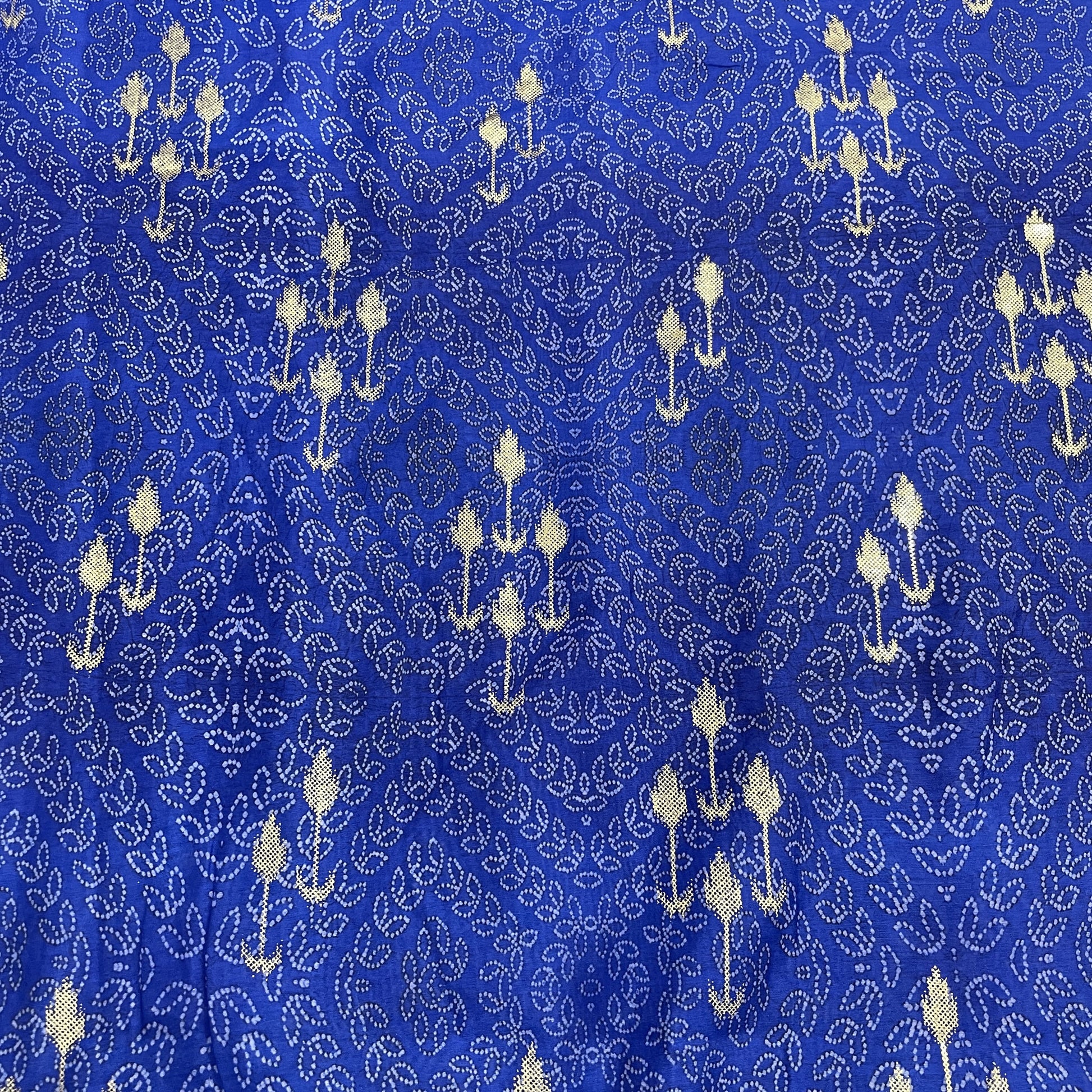 Navy Blue Bandhani With Foil Chanderi Fabric - TradeUNO